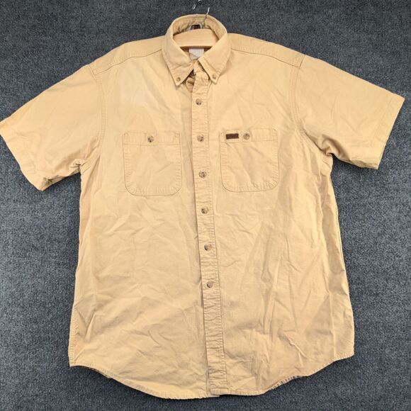 Carhartt Rugged Outdoor Wear Men's Button-Down Shirt Tan Large Vintage - Picture 2 of 13